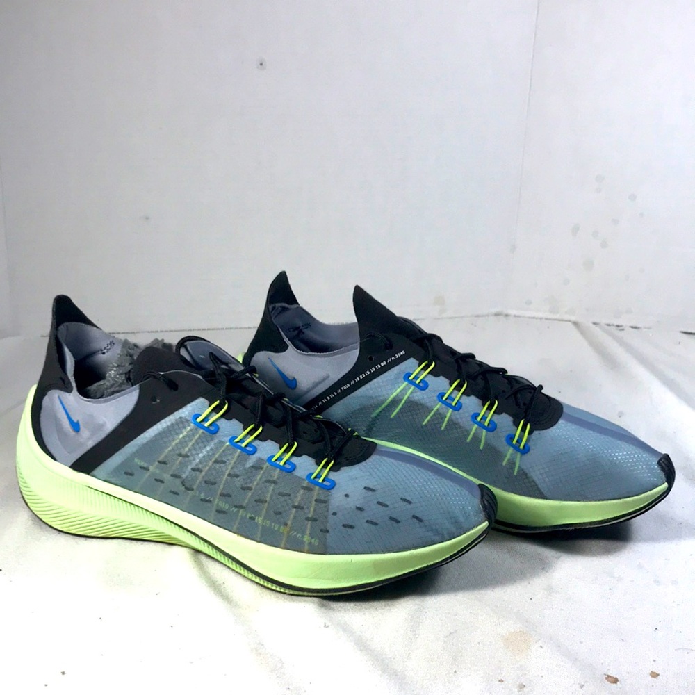 Nike Exp X-14 Volt-A01554-400 Men's Low Top Board Shoes Glacier Grey/Lime/Blue